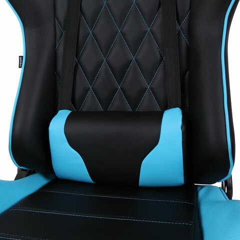 Офисное кресло Brabix GT Master GM-110 (две подушки, экокожа, черное/голубое) 531928 во Владивостоке - изображение 7