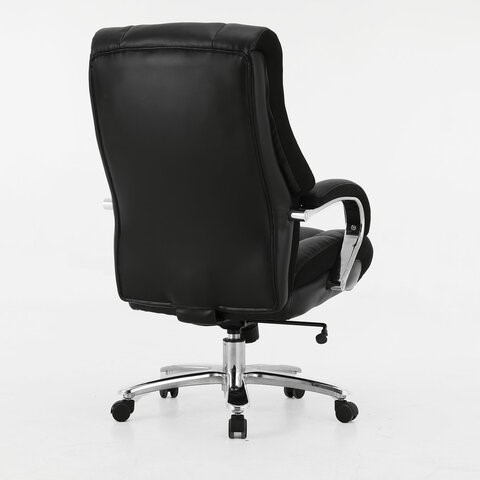 Кресло офисное Brabix Premium Bomer HD-007 (рециклированная кожа, хром, черное) 531939 в Артеме - изображение 2