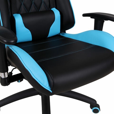 Офисное кресло Brabix GT Master GM-110 (две подушки, экокожа, черное/голубое) 531928 во Владивостоке - изображение 8
