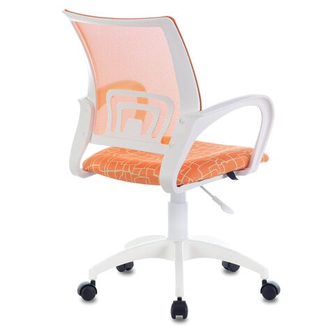 Кресло офисное Brabix Fly MG-396W (с подлокотниками, пластик белый, сетка, оранжевое с рисунком "Giraffe") 532402 в Артеме - изображение 1
