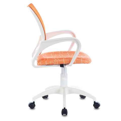 Кресло офисное Brabix Fly MG-396W (с подлокотниками, пластик белый, сетка, оранжевое с рисунком "Giraffe") 532402 в Артеме - изображение 3