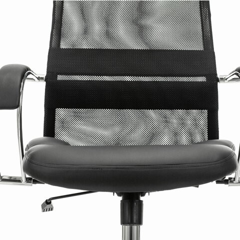 Кресло офисное Brabix Premium Stalker EX-608 CH (хром, ткань-сетка/кожзам, черное) во Владивостоке - изображение 7
