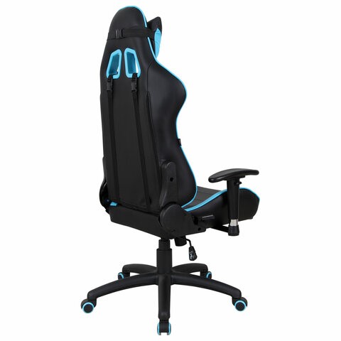 Офисное кресло Brabix GT Master GM-110 (две подушки, экокожа, черное/голубое) 531928 в Артеме - изображение 2