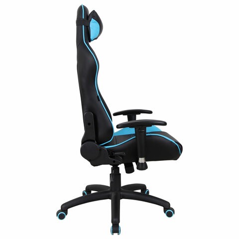 Офисное кресло Brabix GT Master GM-110 (две подушки, экокожа, черное/голубое) 531928 во Владивостоке - изображение 1