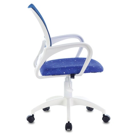 Кресло офисное Brabix Fly MG-396W (с подлокотниками, пластик белый, сетка, темно-синее с рисунком "Space") 532405 в Артеме - изображение 3