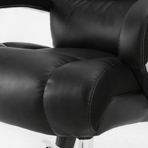 Кресло офисное Brabix Premium Bomer HD-007 (рециклированная кожа, хром, черное) во Владивостоке - изображение 3