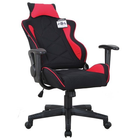 Кресло компьютерное Brabix GT Racer GM-100 (подушка, ткань, черное/красное) 531820 в Артеме - изображение 1