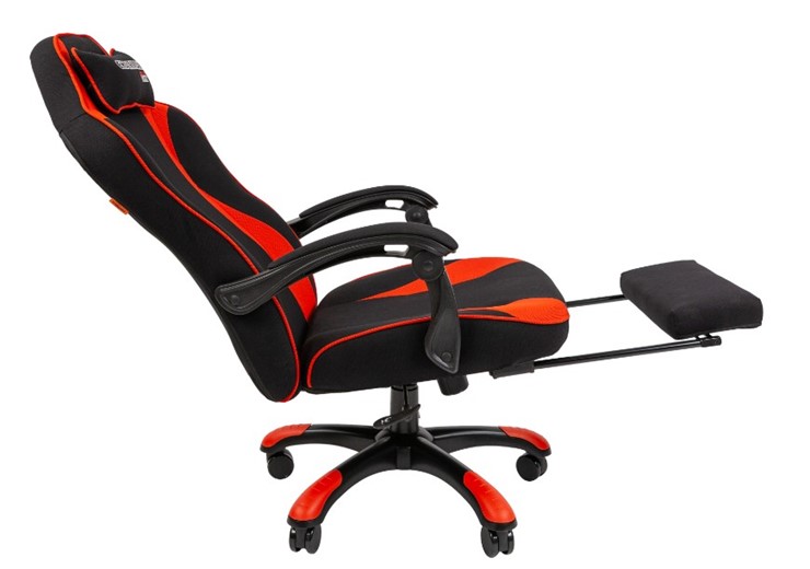Игровое кресло CHAIRMAN GAME 35 с выдвижной подставкой для ног Ткань  черная / Ткань красная в Артеме - изображение 4