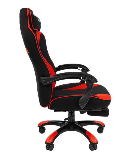 Игровое кресло CHAIRMAN GAME 35 с выдвижной подставкой для ног Ткань  черная / Ткань красная в Артеме - изображение 2