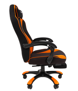 Игровое кресло CHAIRMAN GAME 35 с выдвижной подставкой для ног Ткань черная / Ткань оранжевая в Артеме - предосмотр 2