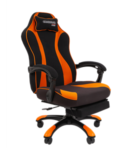 Игровое кресло CHAIRMAN GAME 35 с выдвижной подставкой для ног Ткань черная / Ткань оранжевая в Артеме