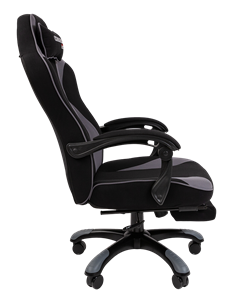Игровое кресло CHAIRMAN GAME 35 с выдвижной подставкой для ног Ткань черная / Ткань св.серая в Артеме - предосмотр 2