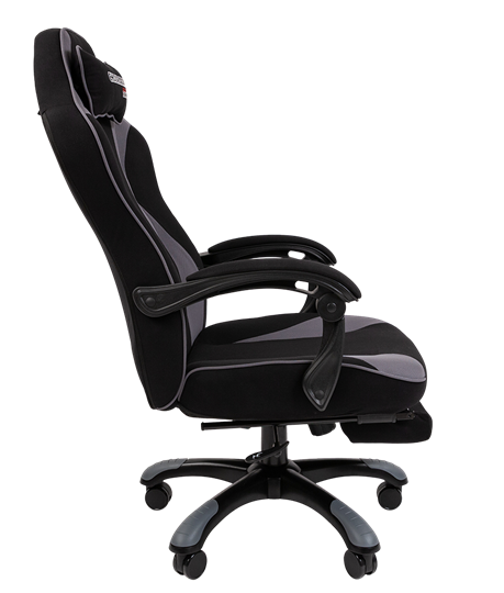 Игровое кресло CHAIRMAN GAME 35 с выдвижной подставкой для ног Ткань черная / Ткань св.серая в Артеме - изображение 2