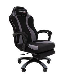 Игровое кресло CHAIRMAN GAME 35 с выдвижной подставкой для ног Ткань черная / Ткань св.серая в Артеме - предосмотр