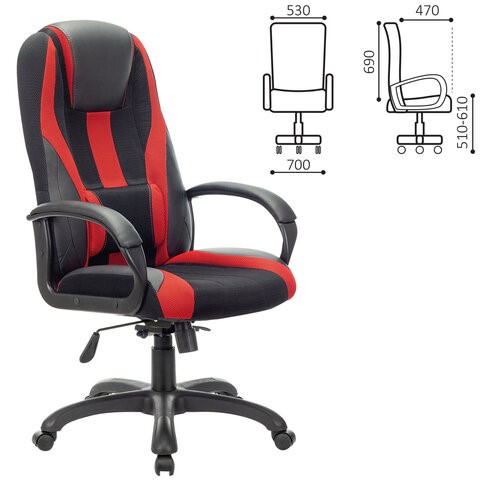 Компьютерное кресло Brabix Premium Rapid GM-102 (экокожа/ткань, черное/красное) 532107 во Владивостоке - изображение 3