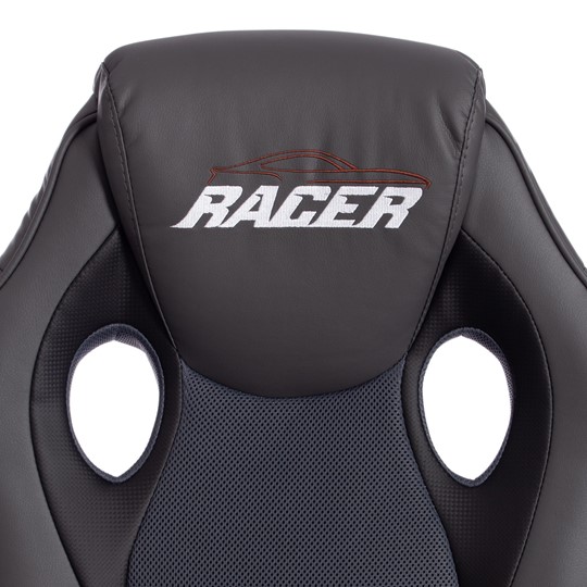 Кресло компьютерное RACER GT new кож/зам/ткань, металлик/серый, арт.13251 во Владивостоке - изображение 7