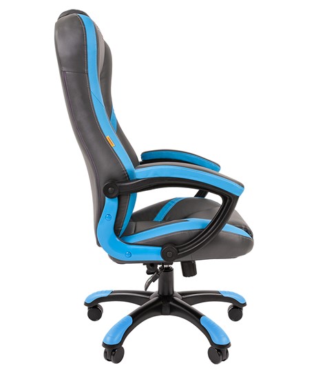 Кресло компьютерное CHAIRMAN GAME 22 эко кожа, серый/голубой в Артеме - изображение 2