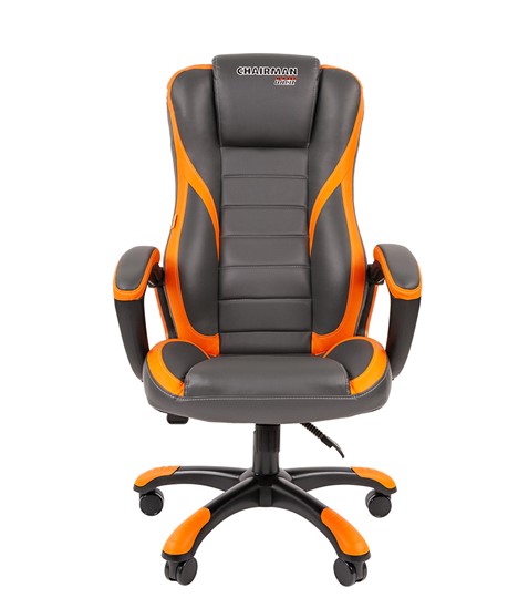 Компьютерное кресло CHAIRMAN GAME 22 эко кожа, серый/оранжевый в Находке - изображение 3