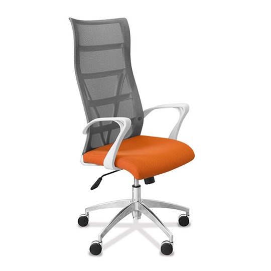 Кресло для руководителя Топ X белый каркас, сетка/ткань TW / серая/оранжевая во Владивостоке - изображение 8