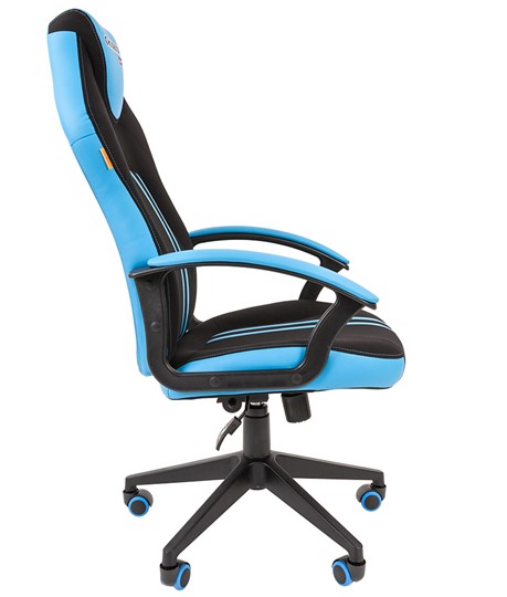 Кресло игровое CHAIRMAN GAME 26  Экокожа - Ткань стандарт. Черный/голубой во Владивостоке - изображение 3