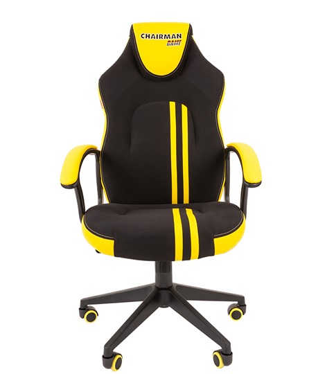 Кресло игровое CHAIRMAN GAME 26  Экокожа - Ткань стандарт. Черный/желтый в Артеме - изображение 2