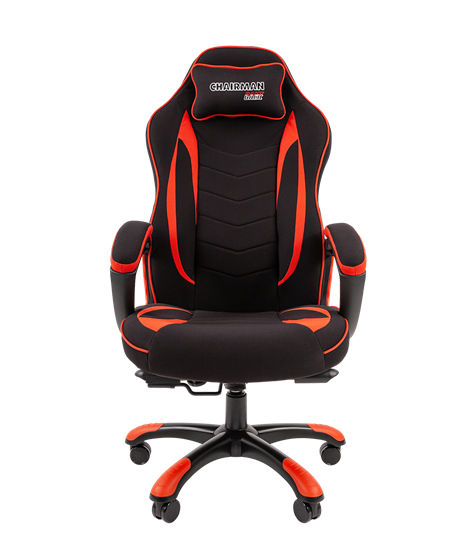 Кресло игровое CHAIRMAN GAME 28 Полиэстер комбинированная ткань красный/черный в Артеме - изображение 2