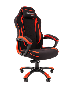 Кресло игровое CHAIRMAN GAME 28 Полиэстер комбинированная ткань красный/черный в Артеме - предосмотр