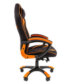 Кресло игровое CHAIRMAN GAME 28 Полиэстер комбинированная ткань оранжевый/черный во Владивостоке - предосмотр 3