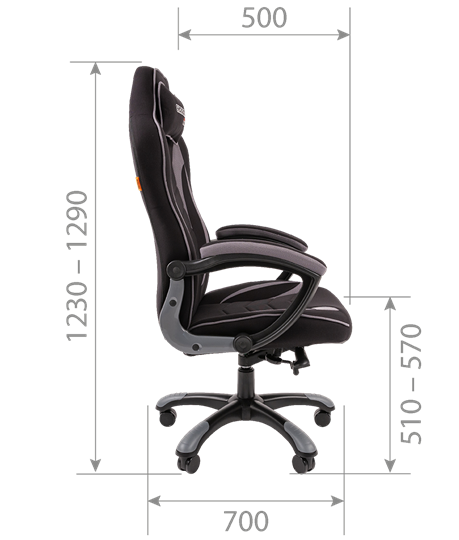 Кресло игровое CHAIRMAN GAME 28 Полиэстер комбинированная ткань оранжевый/черный в Артеме - изображение 4