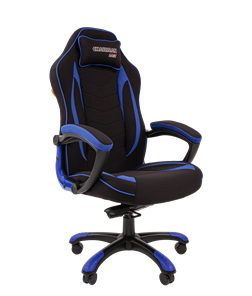 Кресло игровое CHAIRMAN GAME 28 Полиэстер комбинированная ткань синий/черный в Артеме - предосмотр 1