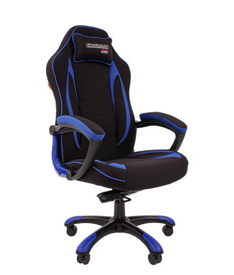 Кресло игровое CHAIRMAN GAME 28 Полиэстер комбинированная ткань синий/черный в Артеме - изображение 1