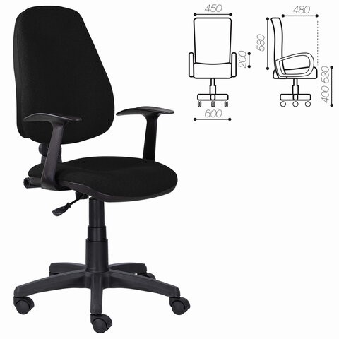 Кресло офисное Brabix Comfort MG-321, регулируемая эргономичная спинка, ткань, черное во Владивостоке - изображение 5