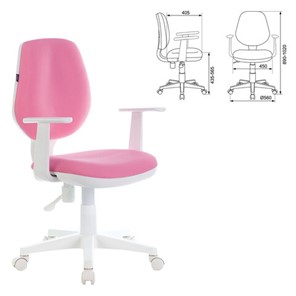 Компьютерное кресло Brabix Fancy MG-201W (с подлокотниками, пластик белый, розовое) 532409 в Артеме - предосмотр 3