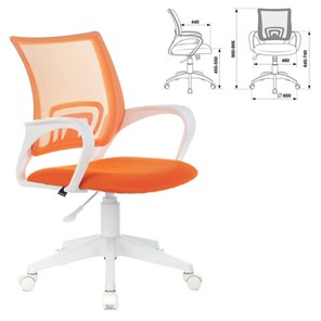 Кресло Brabix Fly MG-396W (с подлокотниками, пластик белый, сетка, оранжевое) 532401 в Артеме - предосмотр 4