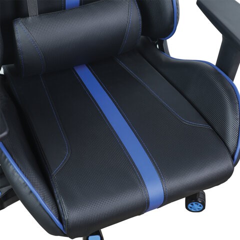 Офисное кресло BRABIX "GT Carbon GM-120", две подушки, экокожа, черное/синее, 531930 во Владивостоке - изображение 10
