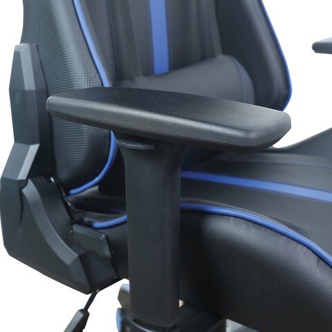 Офисное кресло BRABIX "GT Carbon GM-120", две подушки, экокожа, черное/синее, 531930 во Владивостоке - изображение 12