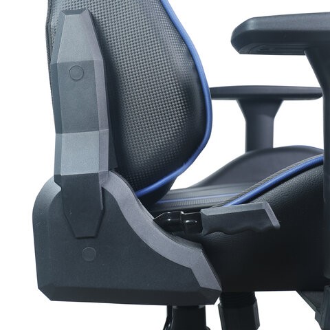 Офисное кресло BRABIX "GT Carbon GM-120", две подушки, экокожа, черное/синее, 531930 в Артеме - изображение 14