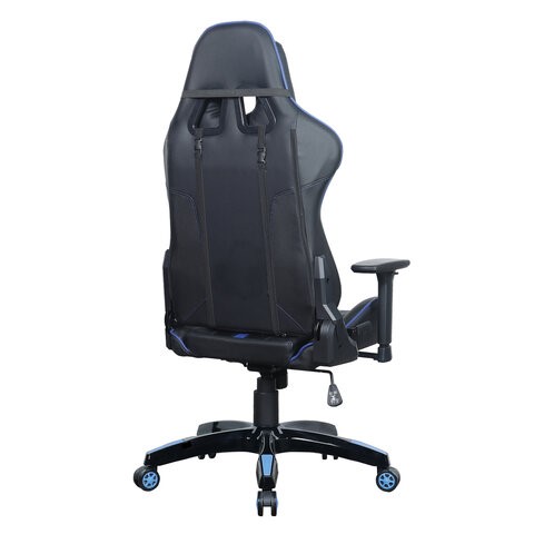 Офисное кресло BRABIX "GT Carbon GM-120", две подушки, экокожа, черное/синее, 531930 во Владивостоке - изображение 5