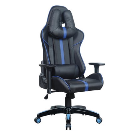 Офисное кресло BRABIX "GT Carbon GM-120", две подушки, экокожа, черное/синее, 531930 во Владивостоке - изображение