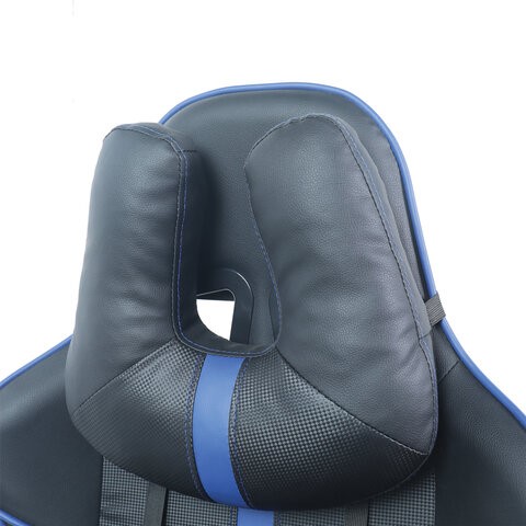 Офисное кресло BRABIX "GT Carbon GM-120", две подушки, экокожа, черное/синее, 531930 в Артеме - изображение 8