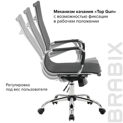 Офисное кресло Brabix Line EX-530 (хром, сетка, черное) 531846 в Артеме - изображение 16
