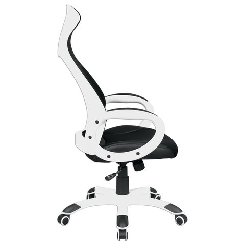 Кресло Brabix Premium Genesis EX-517 (пластик белый, ткань/экокожа/сетка черная) 531573 в Артеме - изображение 2