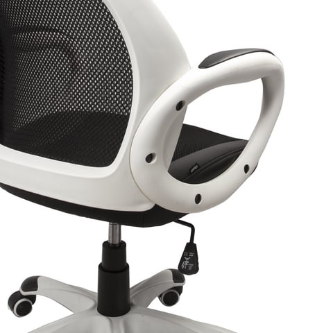 Кресло Brabix Premium Genesis EX-517 (пластик белый, ткань/экокожа/сетка черная) 531573 в Артеме - изображение 5