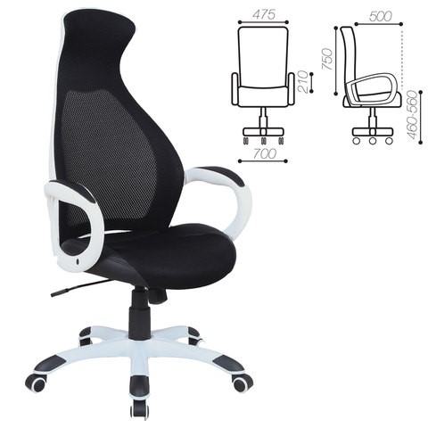 Кресло Brabix Premium Genesis EX-517 (пластик белый, ткань/экокожа/сетка черная) 531573 во Владивостоке - изображение 1