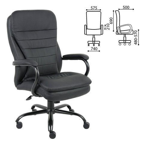 Офисное кресло BRABIX PREMIUM "Heavy Duty HD-001", усиленное, НАГРУЗКА до 200 кг, экокожа, 531015 в Артеме - изображение 1