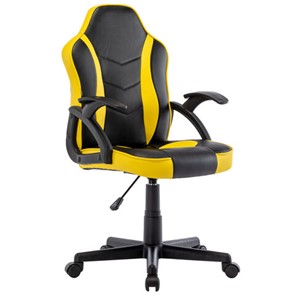 Кресло офисное BRABIX "Shark GM-203", экокожа, черное/желтое, 532514 в Находке