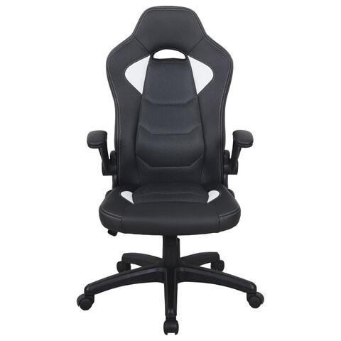 Офисное кресло BRABIX "Skill GM-005", откидные подлокотники, экокожа, черное/белое, 532493 в Уссурийске - изображение 2