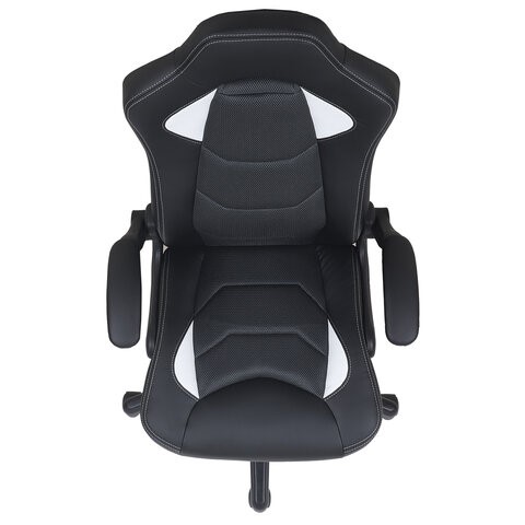 Офисное кресло BRABIX "Skill GM-005", откидные подлокотники, экокожа, черное/белое, 532493 в Артеме - изображение 6