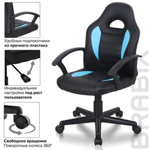 Офисное кресло BRABIX "Spark GM-201", экокожа, черное/голубое, 532505 во Владивостоке - предосмотр 9