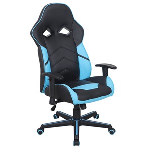 Офисное кресло Brabix BRABIX "Storm GM-006", регулируемые подлокотники, экокожа, черное/голубое, 532501 в Артеме